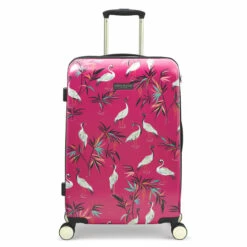Sara Miller 4 Wheel Medium Suitcase - 67cm -Delsey Suitcase Store SMH0102 008 Sara Miller Medium 4W Trolley Pink Heron 1 14124.1695399327